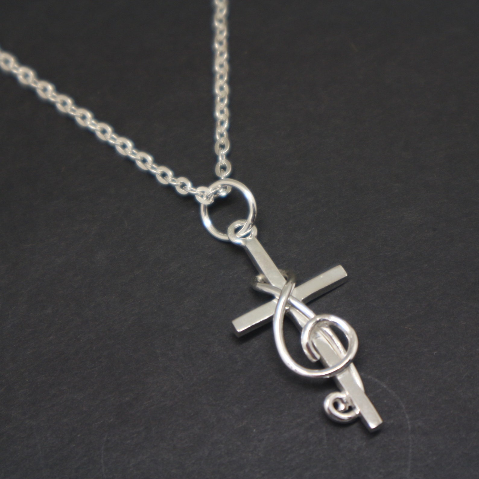 Music Note Cross Necklace Pendant Treble clef Jewelry Gift Etsy