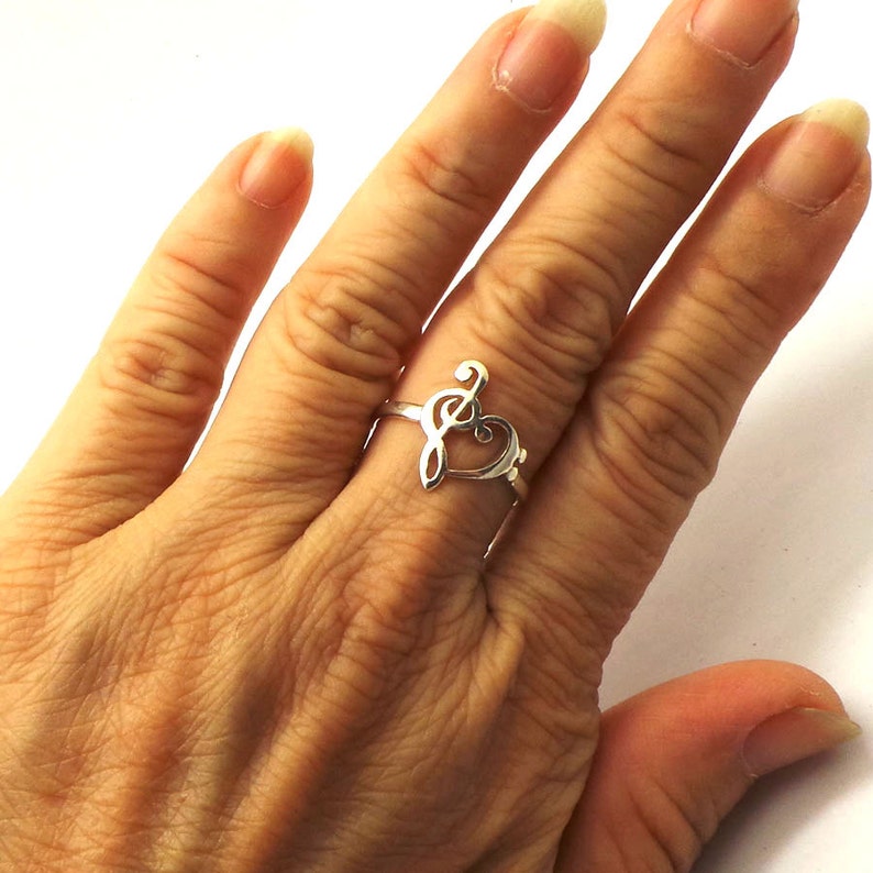 Silver Music Note Ring Gift for Graduation, Thank You, Daughter, Mother In Law, DJ, Drummers, Teacher, Friendship, Coworker, Wife image 2