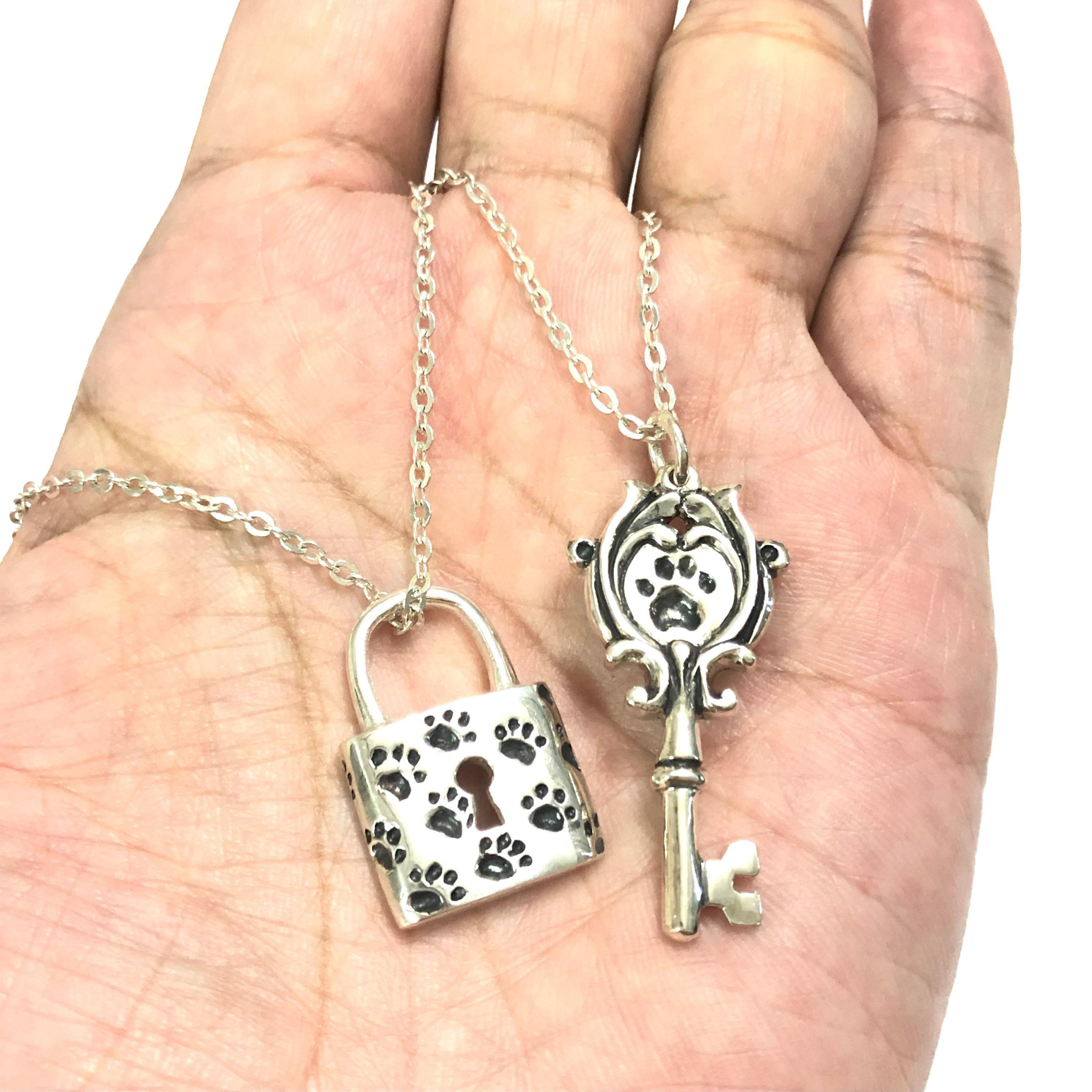 Silver Dog Paw Print Necklace Set : Matching Couples Pet Lover Gift - Etsy