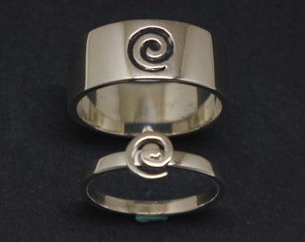 Bague en spirale en argent pour les couples - assortie à sa bague, bague de fiançailles alternative, cadeau de mari de petit ami