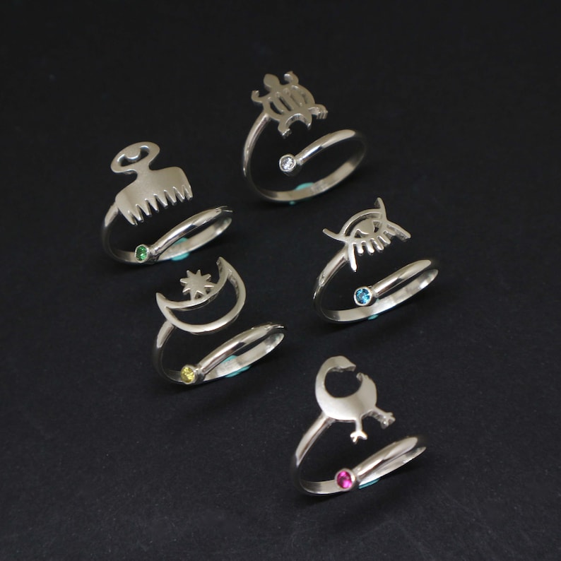 Silver African Symbol Ring - Adinkra Jewelry, Africa Gift for Her ...