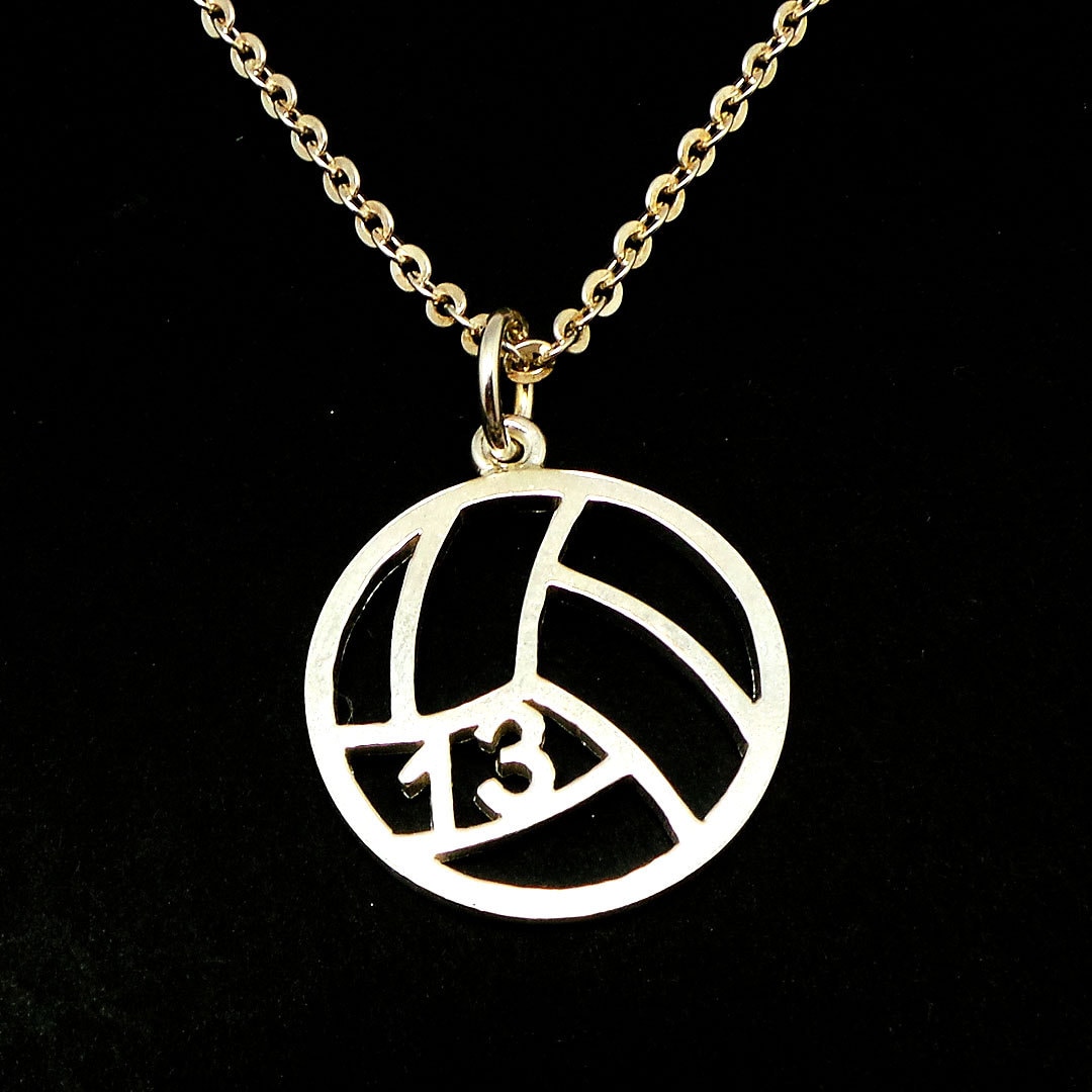 Personalized Number Volleyball Necklace Volleyball Jewelry, Volleyball