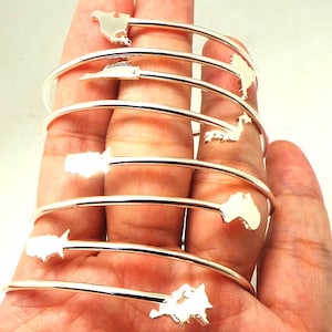 Bracelet jonc relation longue distance en argent - Cadeau pour femme de l'armée de terre, bracelet d'amitié, partir, où que vous soyez