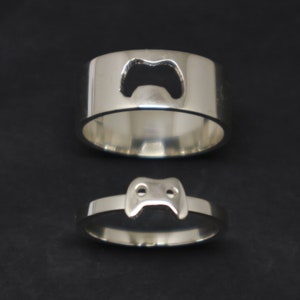 Video Gamer Promise Ring for Couples Controller Joystick Jewelry, Unique Matching His and Her Alternative Ring, Gifts for Game Players image 1