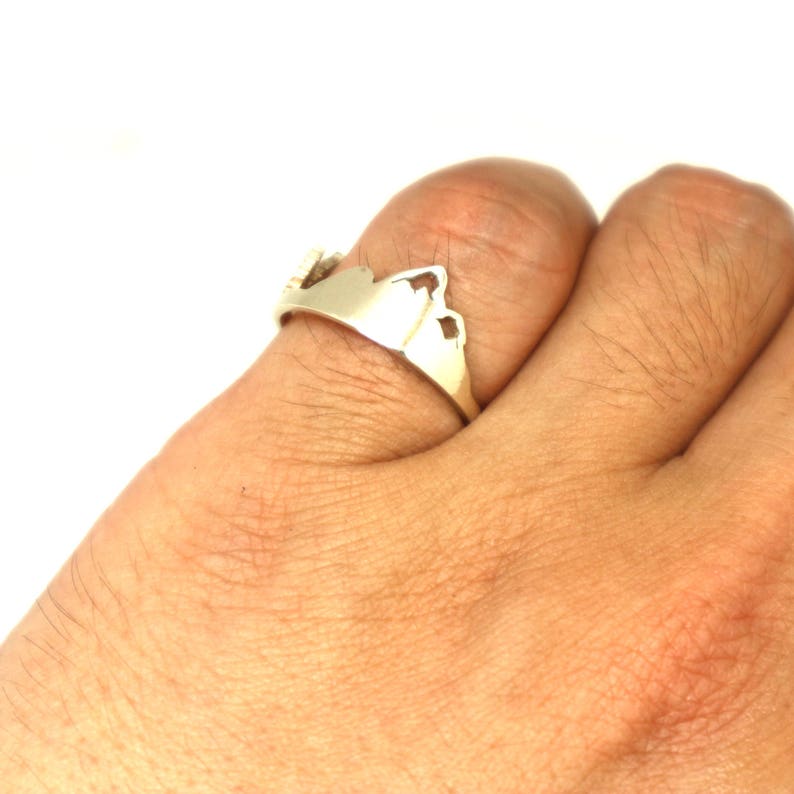 Travel Ring Traveler Unique Outdoor Gift Hiker Silver Bear Mountain Pine Tree Ring Climbers Mother Daughter Bear and cub Jewelry