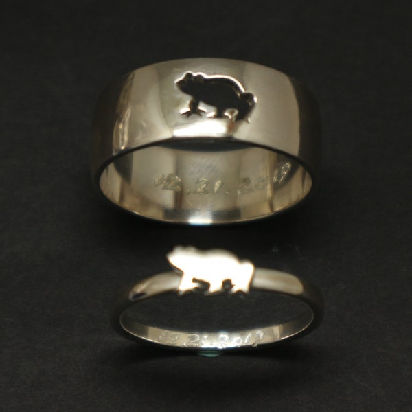 Silber Frosch Versprechen Ring für Paare - Frosch Schmuck, passender Sein und Ihr Ring, Alternativer Verlobungsring, Freund Mann Geschenk