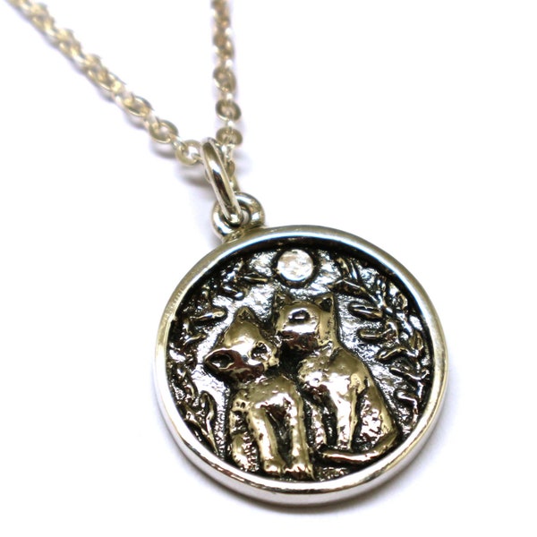 Pendentif collier Silver Cat Kissing - Cadeau de chat unisexe pour elle, femmes, bijoux de chat, cadeau d’amitié meilleur ami, mère, fille, nièce