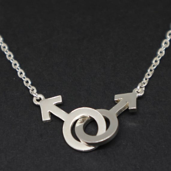Silber Gay Pride Doppel Mars Halskette Choker Gay Male Symbol Schmuck Mlm Halskette Transgender Geburtstagsgeschenke fur Ihn Etsy