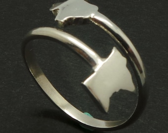 Silver Texas and Minnesota Ring : Personalized Custom State Gift