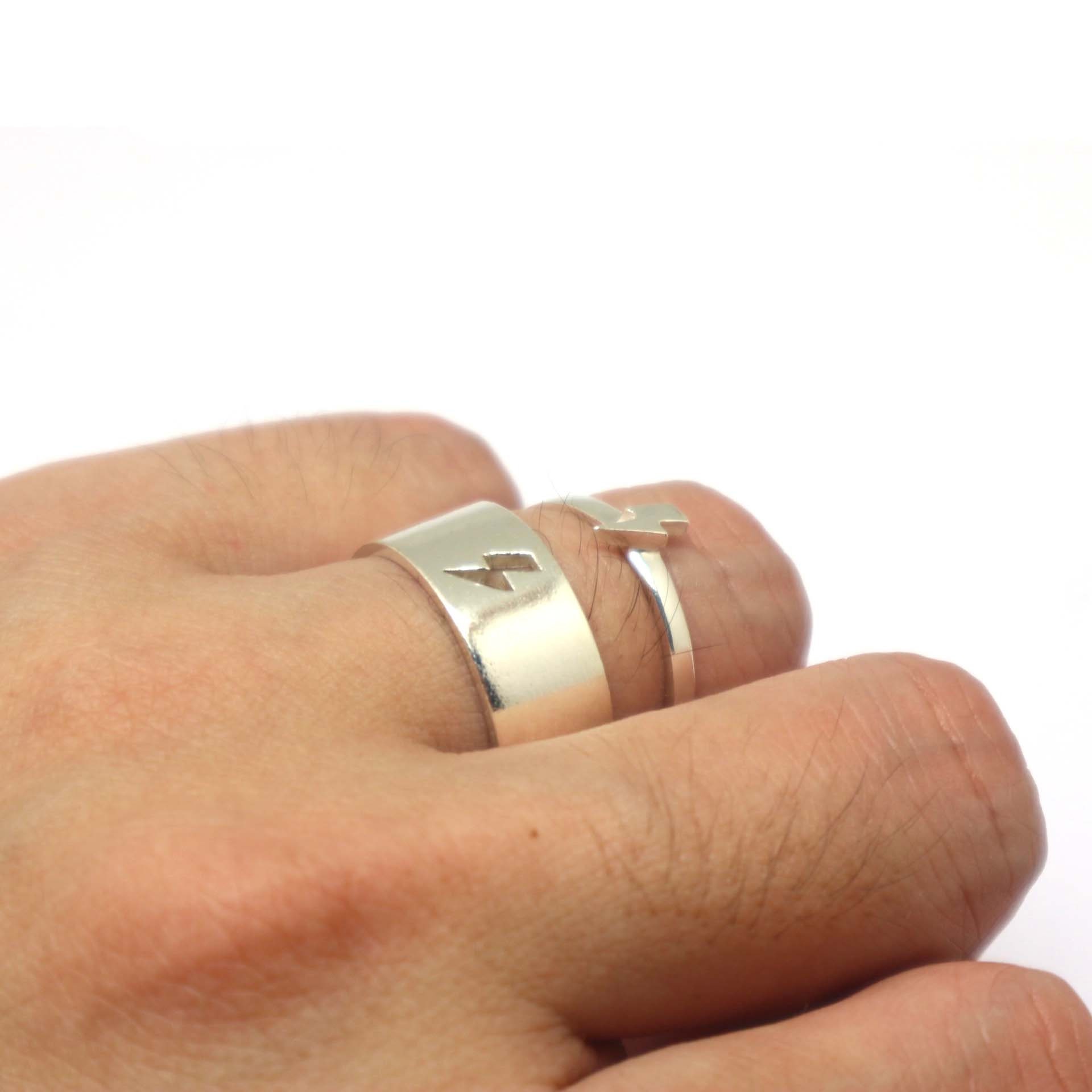 Lightning Bolt Couple Promise Ring Set Lightning Bolt Jewelry His