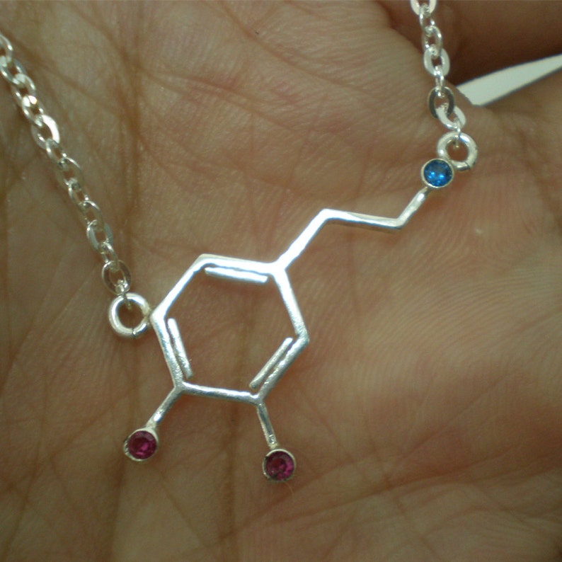 Silver Dopamine Molecule Necklace Choker Dopamine Jewelry - Etsy