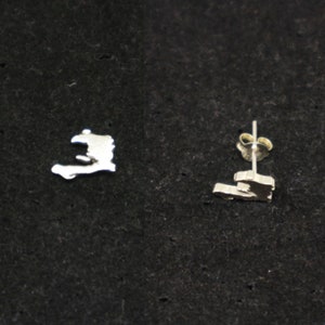 Boucle d'oreille en argent pour Haïti - Boucles d'oreilles en argent, carte du pays, minimaliste, simple, délicate et mignonne