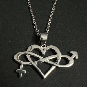 Silver Polyamory Necklace Pendant- Heart Infinity Jewelry, Open Relationship Many Love Pride, Polyamorous Couple Dating Gift