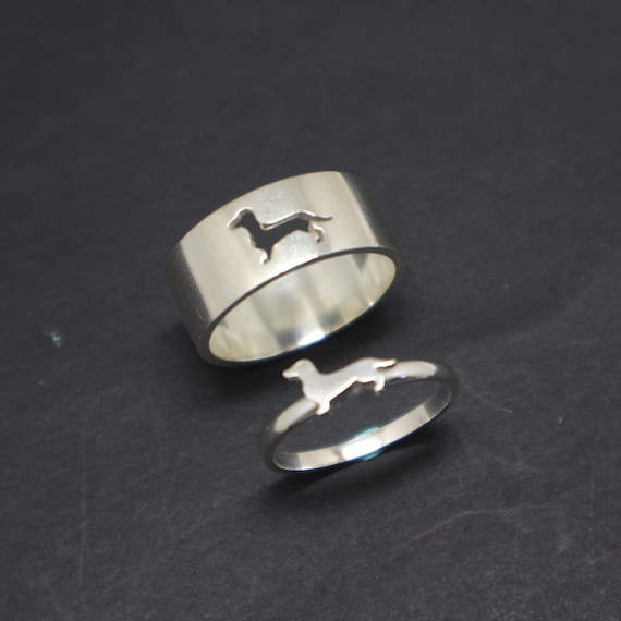 Dachshund Dog Promise Ring for Couples Matching Rings His and Her