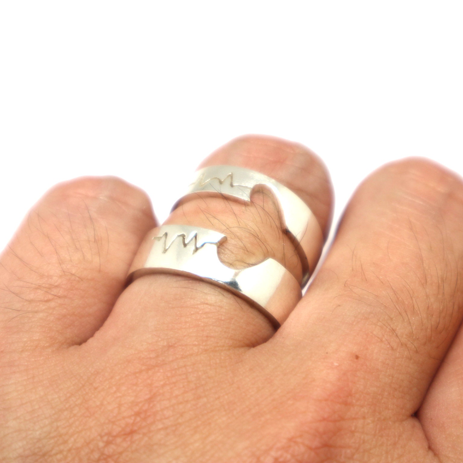 Nurse Heartbeat Ekg Couple Promise Rings - Ecg Registered Nurse ...