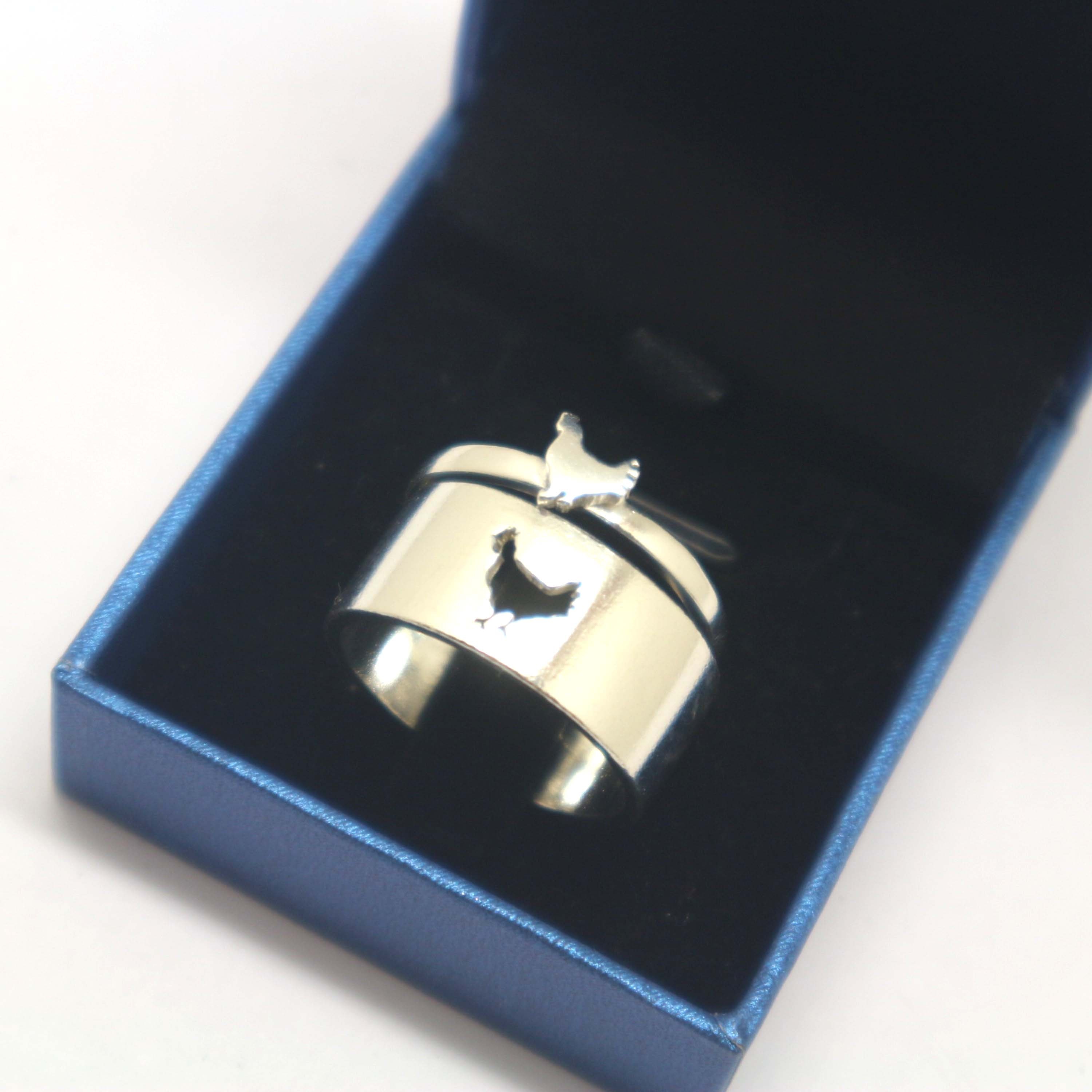 Silver Chicken Promise Ring Set: Personalized Custom Boyfriend ...