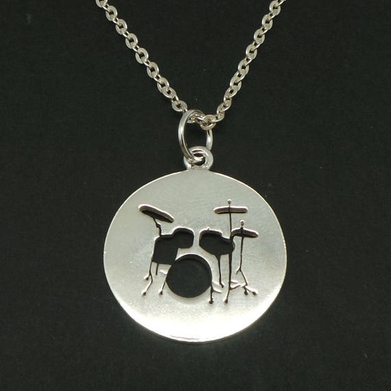 Music Drum Necklace Pendant Drum Jewelry Drummer necklace Etsy