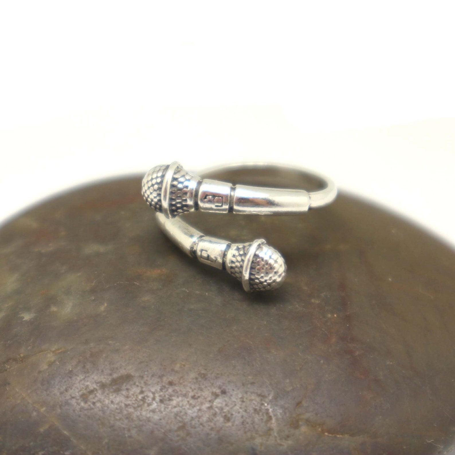Silver Microphone Ring Music Wrap Ring Gift for Music Etsy