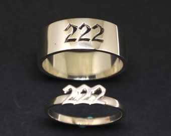 Bague de promesse assortie de numéros angéliques en argent pour les couples - Numéro personnalisé en vieil anglais, cadeau pour petit ami, petite amie