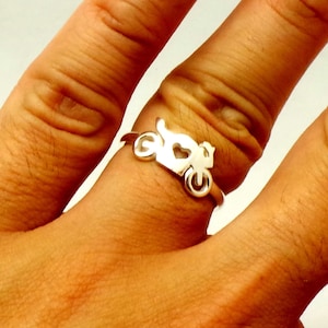 925 Sterling Silver Bike Ring - Bike Jewelry, Motorcycle Ring, Motorbike Ring, Gift for Biker, Rider Gift