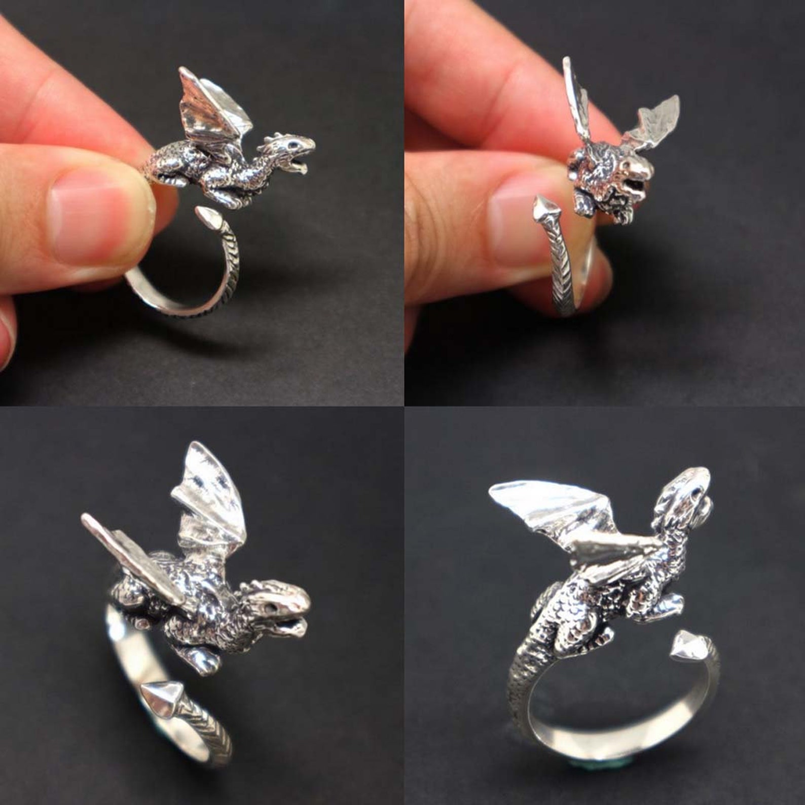 Silver Dragon Ring Dragon Jewelry Dragon Gift Fantasy - Etsy