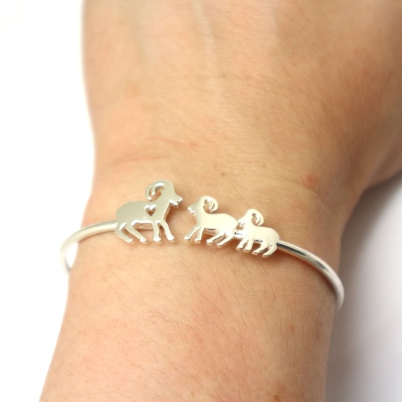 Silver Mother Daughter Goat Bracelet Animal Jewelry Gift for Mom