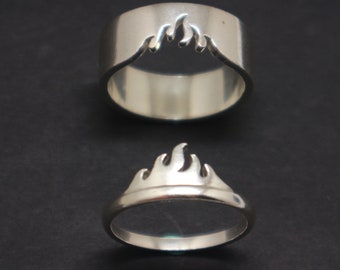 Vuur belofte ring voor koppels - Vlam sieraden, bijpassende ringen, zijn en haar ring, alternatieve verloving ring, vriend echtgenoot cadeau