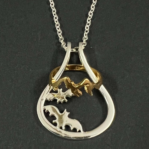 Silver Bat Ring Holder Necklace Bird Jewelry Gifts for Mother