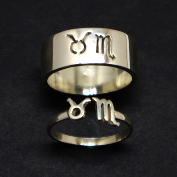 Zodiac Promise Ring for Couples Taurus Scorpio Jewelry - Etsy