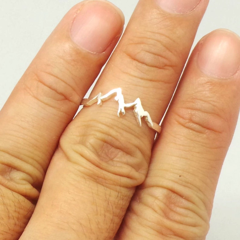 Sterling Silver Mountain Range Ring Nature Motivation Inspirational Jewellery, Traveler Mountain Climber Lovers Gift, Mountain Biking image 5