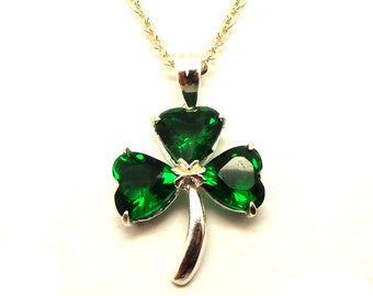 Sterling Silver Shamrock Necklace - Three Leaf Clover