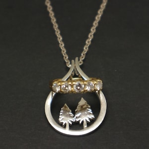 Silver Pine Tree Ring Holder Necklace - Nature Wedding and Engagement Ring Keeper Necklace, Gift for Wife, Women, Mother, Daughter