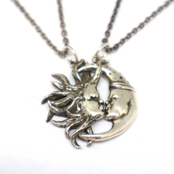 Stylized Sun and Moon Necklace Stylized Sun and Moon Necklace