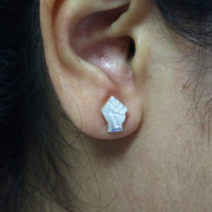 Silver Black Lives Matter Stud Earring - Women Fist Jewelry, Feminism, Blm, Black Pride, Empowerment, Gift for Her, Women