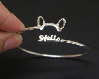 Personalized Dog Ear Name Bracelet - Anniversary Gift for Mother, Daughter, Girlfriend, Wife, Best Friend, Niece
