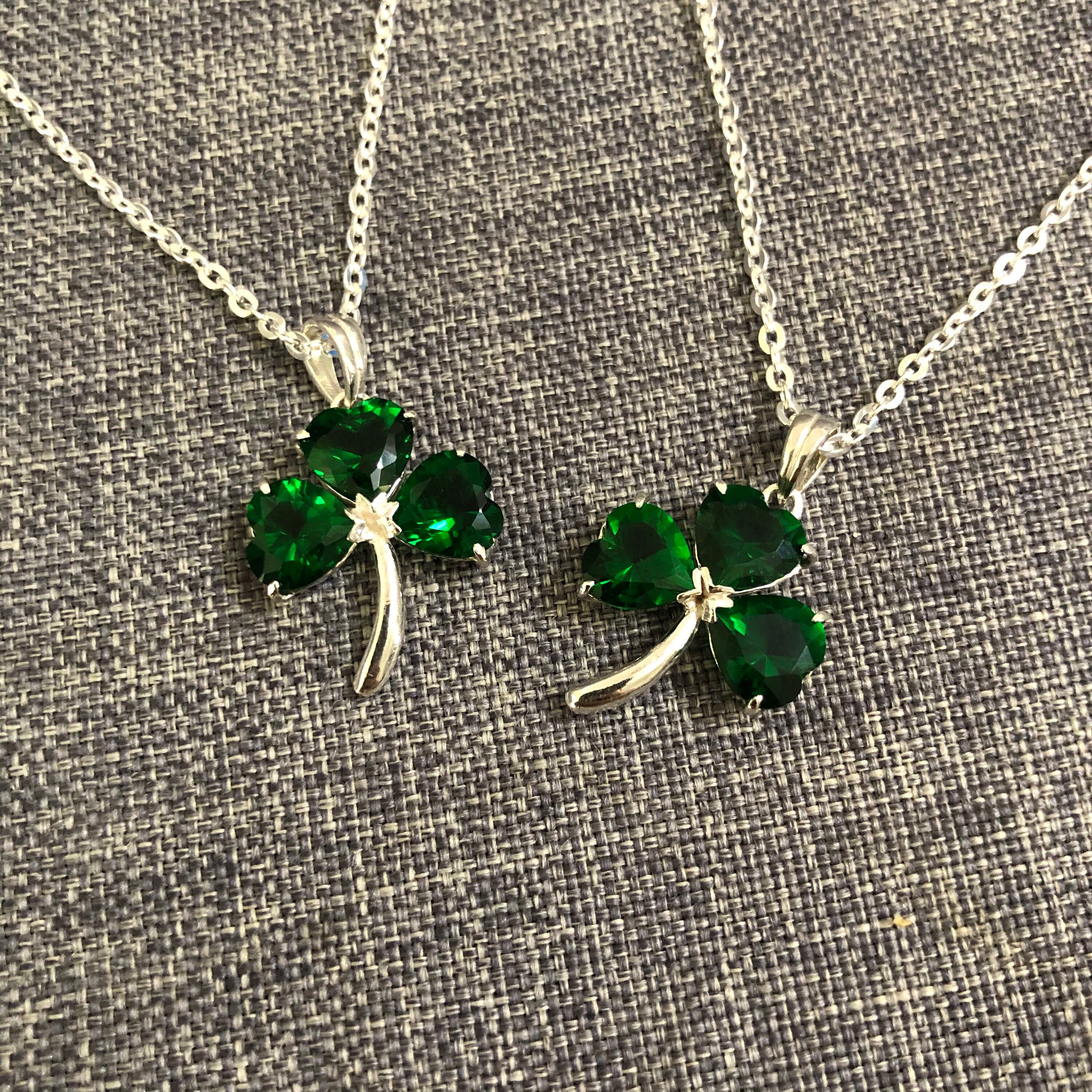 【STONEHENgE】Silver Material Cubic Clover Necklace SC24D43P Silver Clover Necklace, Silver Four Leaf Clover Pendant
