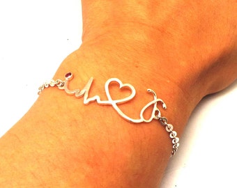 Nurse Heartbeat Stethoscope Bracelet - Doctors EKG, ECG, Practitioner, Registered RN Nurse Gift, lpn, bsn, Nursery Graduation Gift Women
