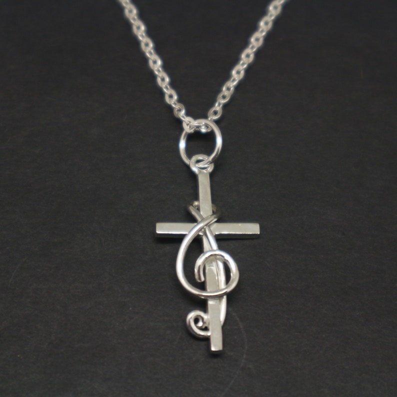 Music Note Cross Necklace Pendant Treble clef Jewelry Gift Etsy