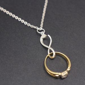 Snake Figure 8  Infinity Ring Holder Necklace - Snake Jewelry, Ring Keeper Necklace, Anniversary Gift for Wife, Animal Necklace
