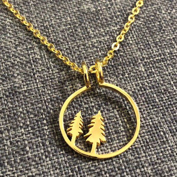 Silver Pine Tree Ring Holder Necklace - Ring Keeper Necklace, Post Wedding Gift, Nature Lovers, Tree Jewelry, Forest Necklace, Anniversary