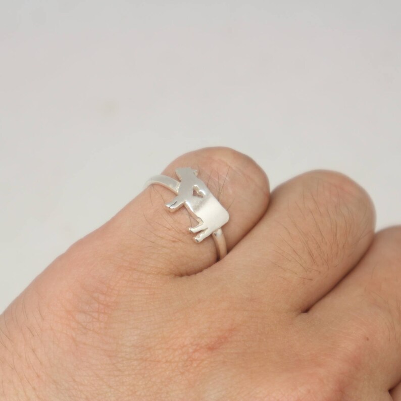 Vegan Gift Animal Ring Animal Jewelry Gift for Cow Lovers Owner Silver Cow Cattle Ring Best friend Cow Jewelry for Kid Daughter