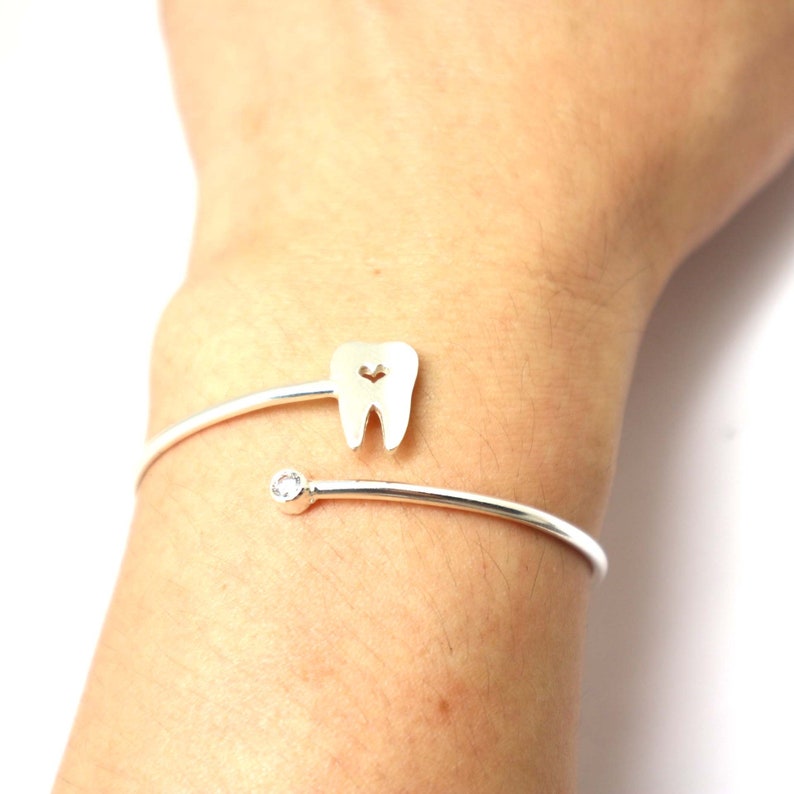 Silver Tooth Bracelet Bangle Teeth Jewelry Dentist Jewelry Etsy