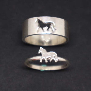 Horse Couple Set Promise Ring - Horse Jewelry, His and Her Horse Ring, Alternative Engagement Wedding Matching Ring, Horse Lovers Gift