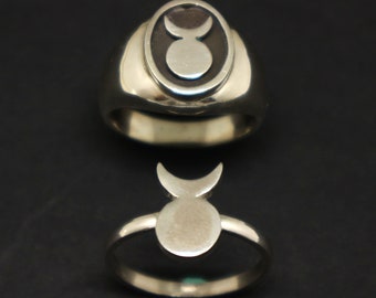 Silver Horned God Wicca Signet Ring: Goddess Jewelry, Pagan, Witch, Witchcraft