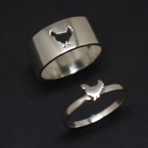 Silber Huhn Ring für Paare - Huhn Schmuck für Männer, Frauen, Freund, Freundin, Teen, Mann, Frau, Mutter, Tochter oder Schwester