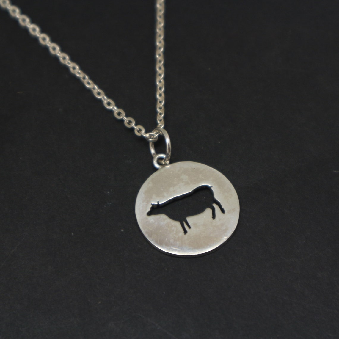 Silver Cow Necklace Pendant Cow Jewelry Cow Pendant Vegan Etsy UK