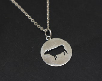 Silver Cow Necklace Pendant - Cow Jewelry, Cow Pendant, Vegan Necklace, Animal Necklace, Best Friend Friendship Gift,Birthday Gift