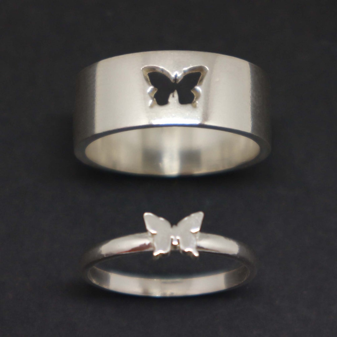 Silver butterfly outlet couple ring