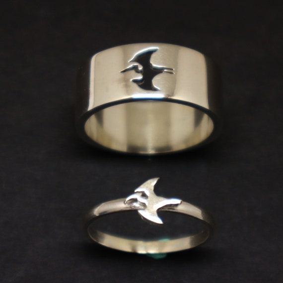 Pterodactyl Promise Ring for Couples Dinosaur Jewelry Matching