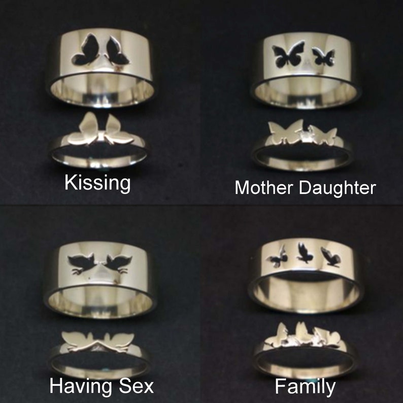 Butterfly Matching Promise Ring Set for Couples His and Her Etsy